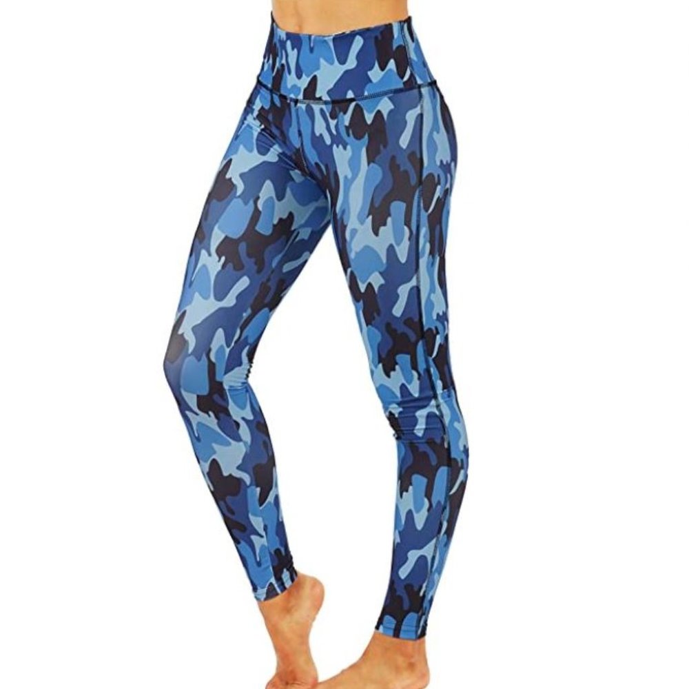 Camouflage Print Yoga leggings V shaped back Compression Workout Pants - Picture 1 of 6